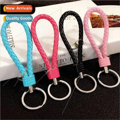 Creative leather braided leather rope keychain men women cou