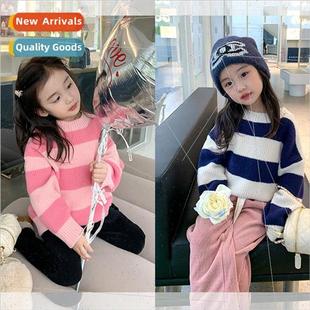 the 适用eign hitched Childrens sweater striped Korean