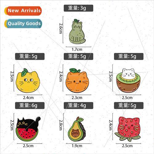 Cartoon Metal Brooch Creative Fruit Strawberry Watermelon wi
