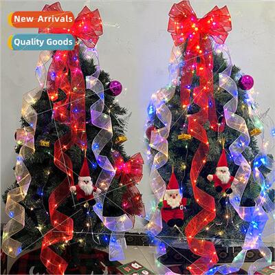 6.3cm double-layer mesh Christmas ribbon glowing lights Chri