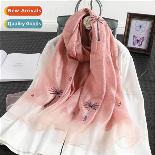 New Coconut silk wool blend scarf Elegant and versatile long