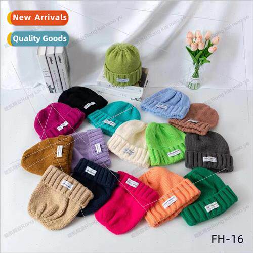 Hat womens knitted wool cap autumn and winter with big head