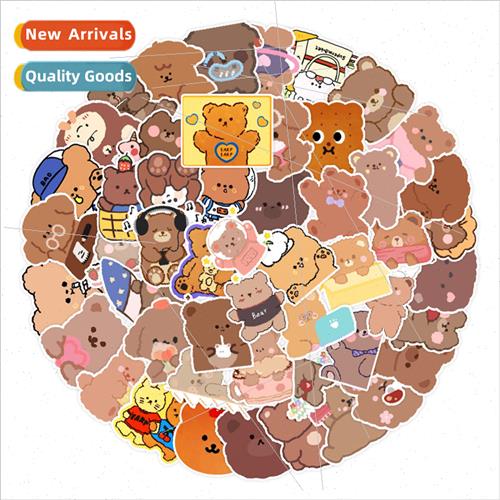50 Bear Doodle Stickers ggage Car Laptop Fridge Water Cup Sk