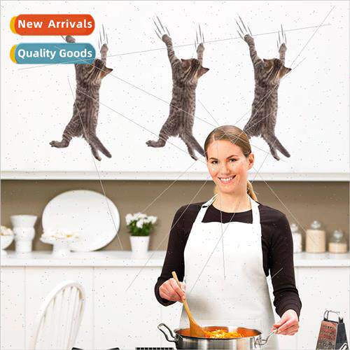 Realistic cat with heart stickers cabinet closet refrigerato