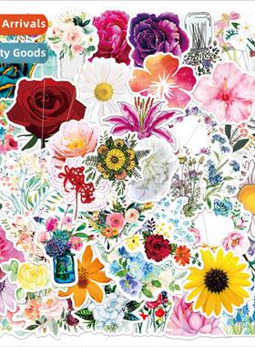 50 floral stickers cartoon bouquet sunflower chrysanthemum d