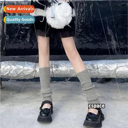 Gray stacked socks winter cashmere knitted socks with fuzzy