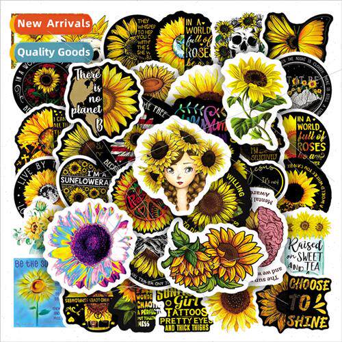 100 new sunflower small fresh graffiti stickers helmet compu