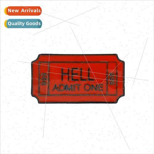 New 666 HELL ADMIT ONE Brooch Badge Lapel Pin Clothing Acces