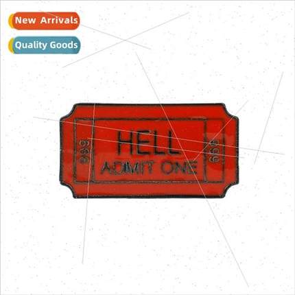 New 666 HELL ADMIT ONE Brooch Badge Lapel Pin Clothing Acces