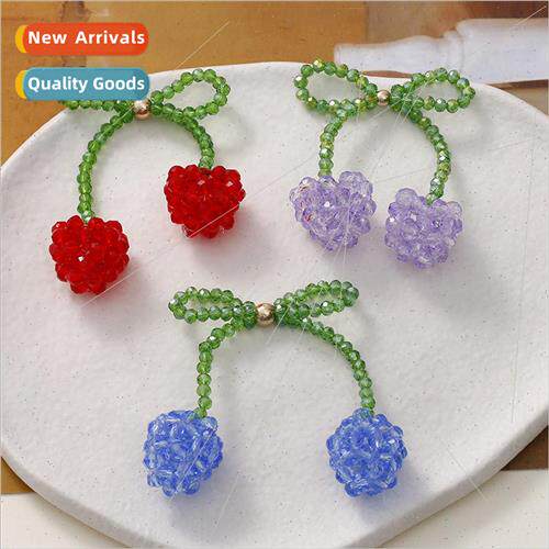Sweet little fresh bow crystal cherry diy handmade weaving b