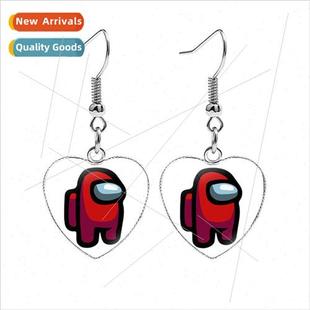 Space Werewolf Game Among us Heart Dangle Ear Hooks Amidst U