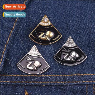 Fetal ultrasound metal brooch mother-to-be clothes charm cut