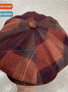 Korean  of the wool tweed duck tongue cap British retro colo