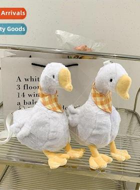 New Plush Goose Cute Women Shoulder Bag Nerdy Scarf White Go