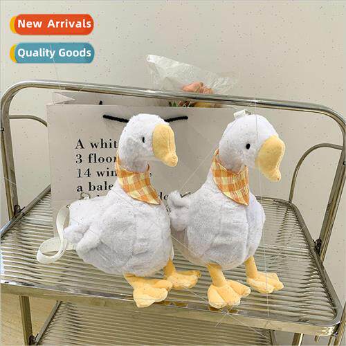 New Plush Goose Cute Women Shoulder Bag Nerdy Scarf White Go