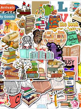 New 50 book stickers book reading doodle stickers computer c
