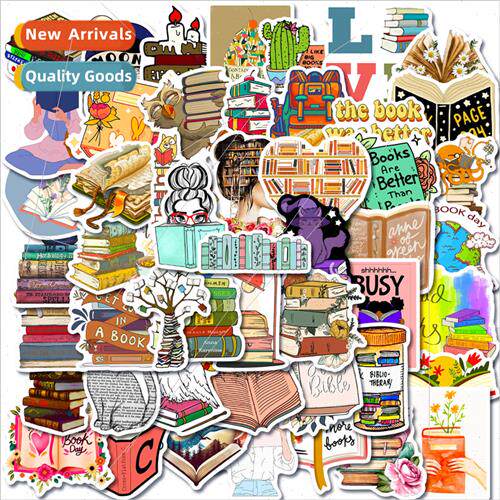 New 50 book stickers book reading doodle stickers computer c