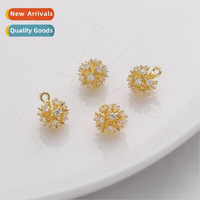 Color-retaining 14K gold-plated round zirconia dandelion pen