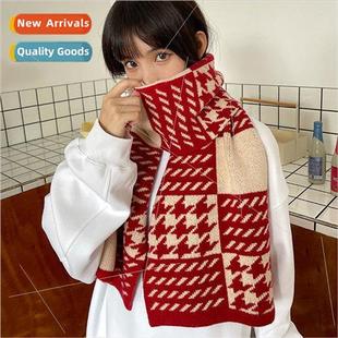 Korean plai female red the winter and fall scarf Fashion