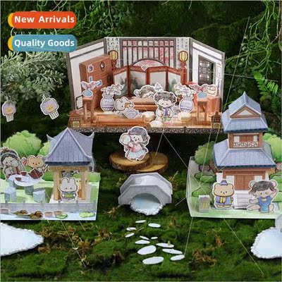 Seven Seven ancient wind scenery hut three-dimensional handm