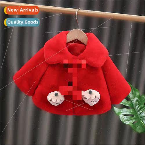 Winter new girls cape cute little strawberry cape top female