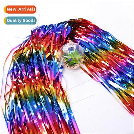 Colorful rain curtain laser tassel colorful stripes pull flo