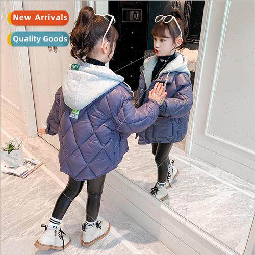 Girls cotton jacket winter 2023 new childrens fake two-piece