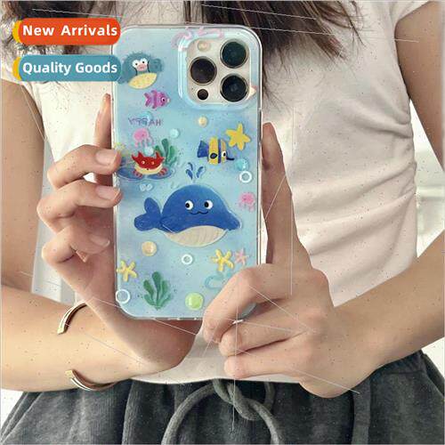 Cartoon Ocean Whale Holder 适用 iPhone 13/14ProMax Phone Cas