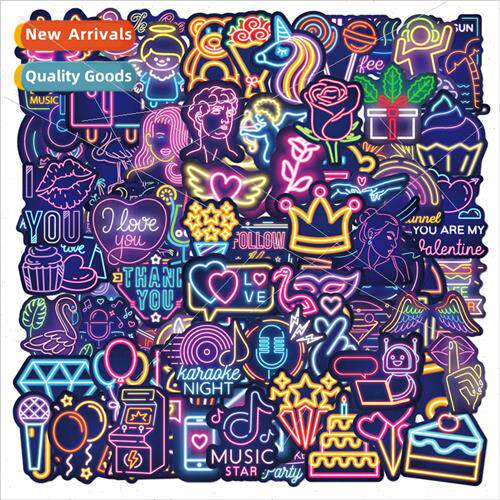 New neon stickers 100 water cups luggage electric car helmet