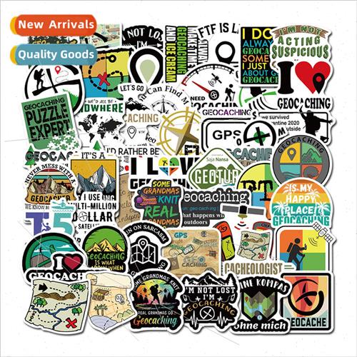50 Outdoor Adventure Treasure Hunting Geocaching Stickers Gr