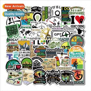 50 Outdoor Adventure Treasure Hunting Geocaching Stickers Gr