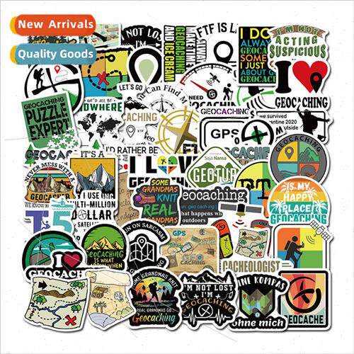 50 Outdoor Adventure Treasure Hunting Geocaching Stickers Gr