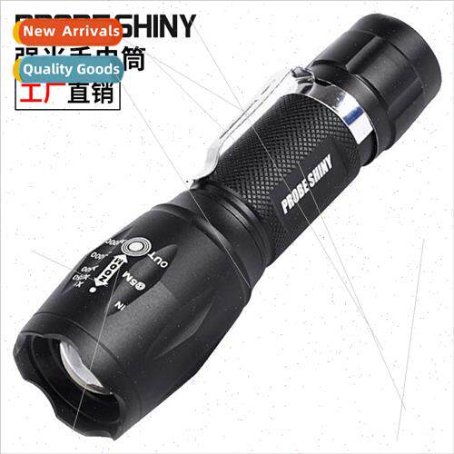 New T02 pen clip mini flashlight T6 telescopic zoom LED flas