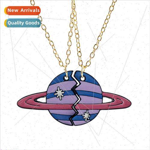 Korean Trend  Friends Friendship Necklace Pink Planet Combo