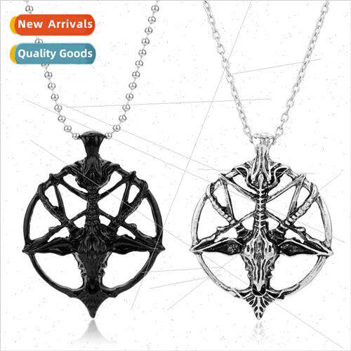 Satan Pentagram Skull Goat Head Necklace Devil God Pan God P