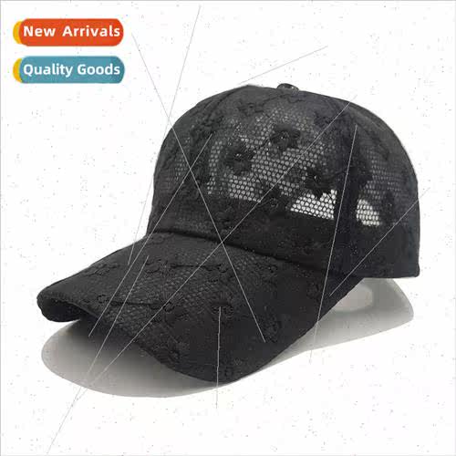 Baseball cap female summer flowers embroidery hollow sunscre