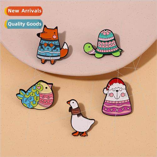 Illustration Style Brooch Duckling Bird Fox Animal Turtle Me