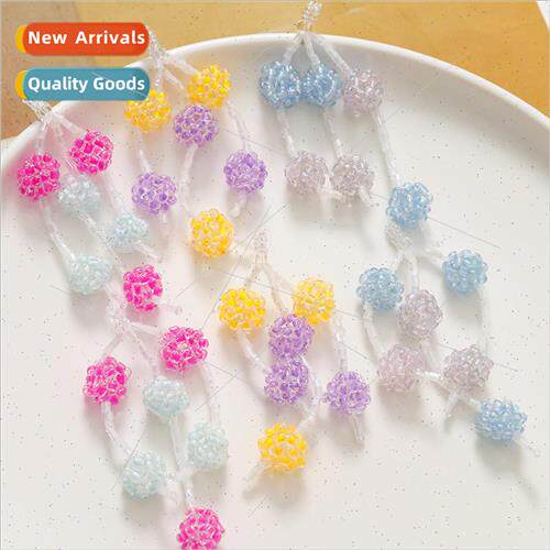 Small fresh mixed-color tassel glass rice beads ball y handm