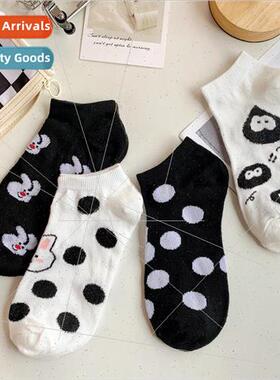 Summer sweet girl fashion socks female white polka dot boat