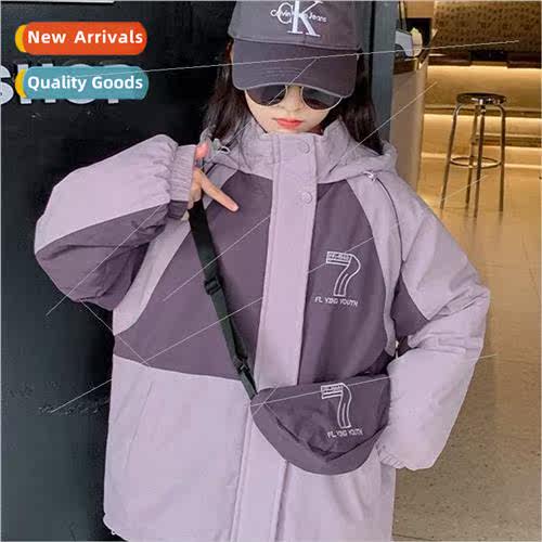 Girls padded jacket fall and winter 2023 new childrens winte
