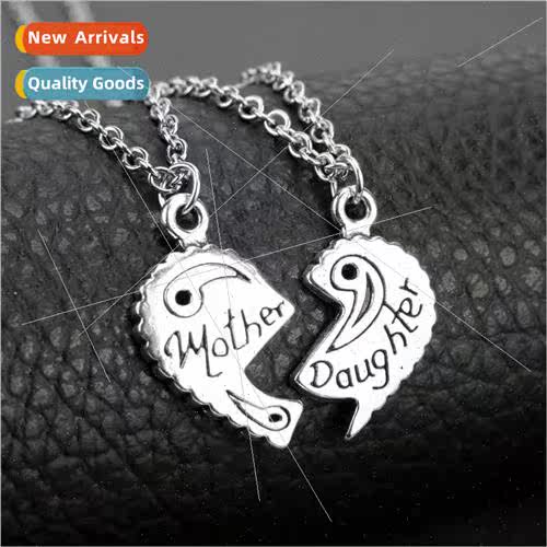 Hot mother daughter two petal patchwork peach heart pendant