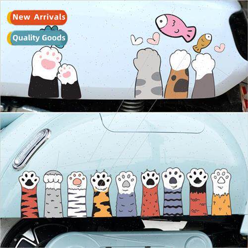 Cartoon cat paw than heart car motorcycle electric car decor