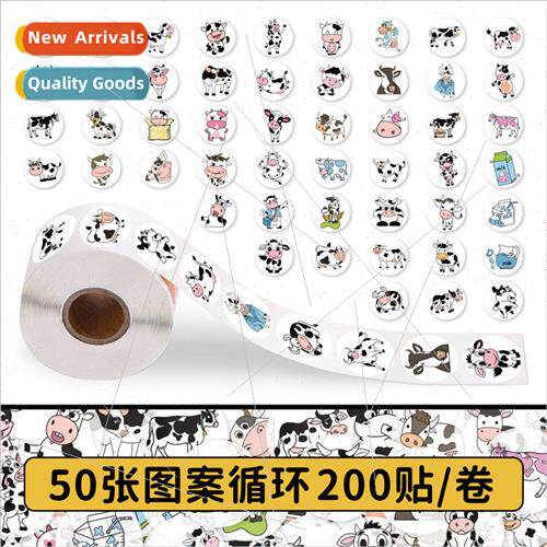200 Stickers Strawberry Cow Roll Roll Stickers Cartoon Cow S