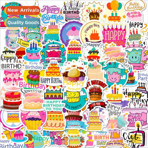 50 pcs birthday cake stickers birthday es doodle stickers DI