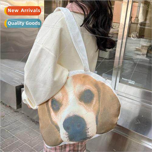 Bag 2023 new Japanese ins cute puppy quirky canvas bag large
