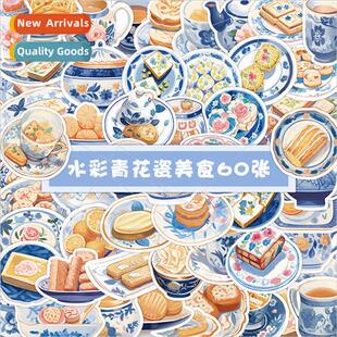 60 celadon porcelain food stickers Chinese  watercolor food