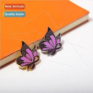 Brooch Butterfly Ribbon Surviva Peace Courage Respect Purple