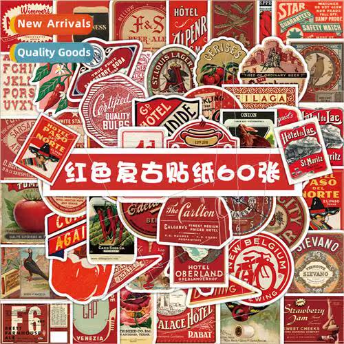 60 American red retro stickers handbook decorative shaped st