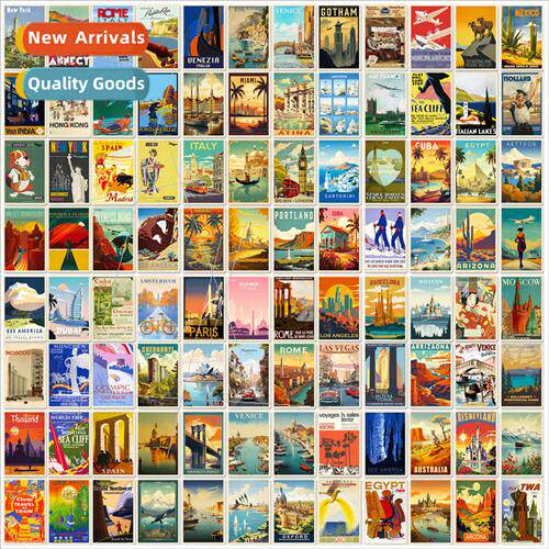 100 stickers landscape poster  theme stickers shein world la