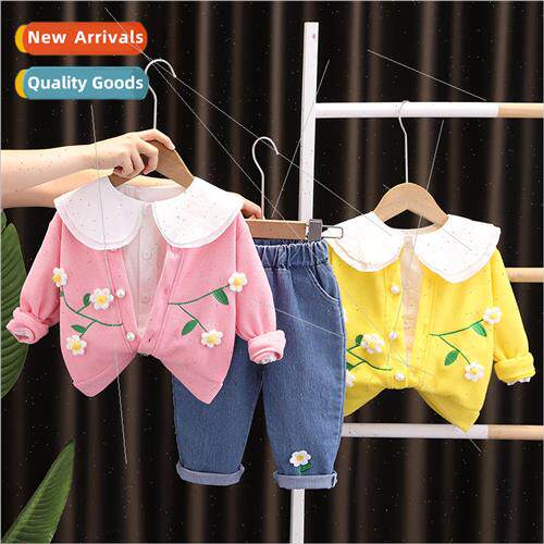 Childrens clothing female baby 2023 fall  round neck sweater